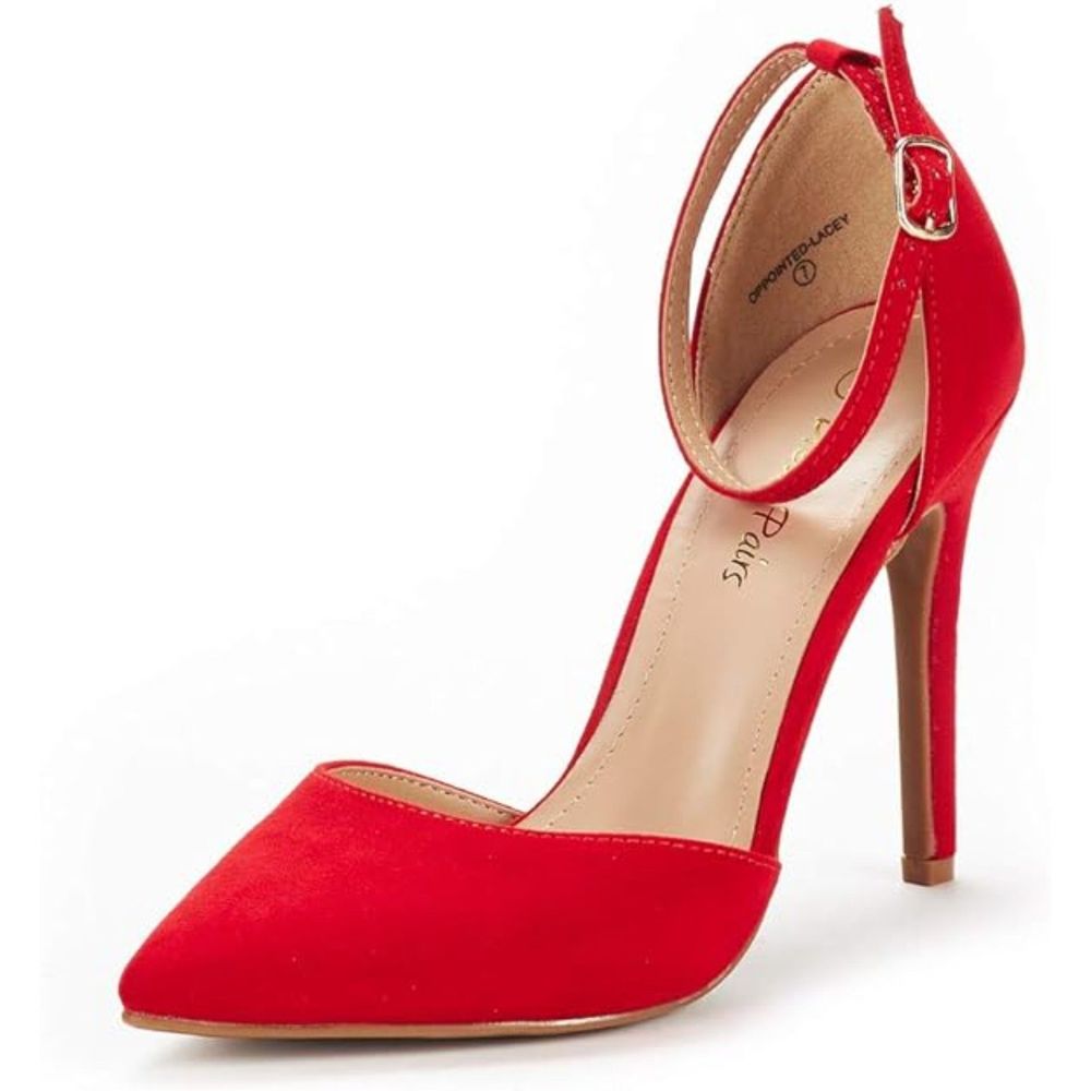 Women's Oppointed Lacey Pump Shoe Red Suede TPR Rubber Sole